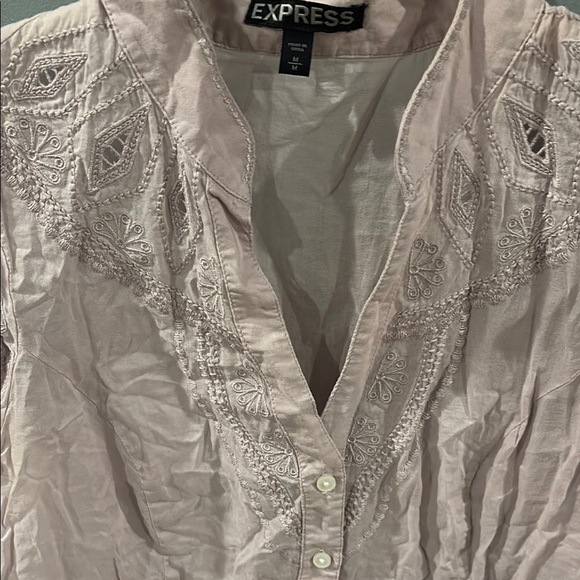 Express Cap Sleeve mauve Button Down Blouse - Picture 4 of 5